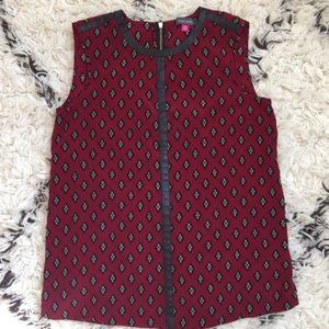 Vince Camuto Sleeveless Top with Faux Leather Trim